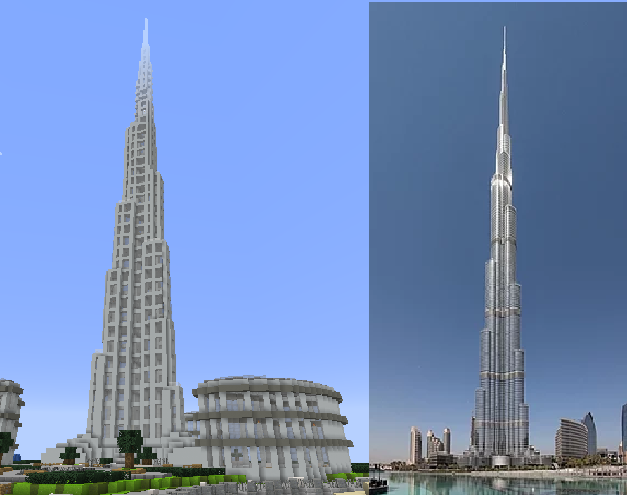 Burj Khalifa în joc vs. Real-life